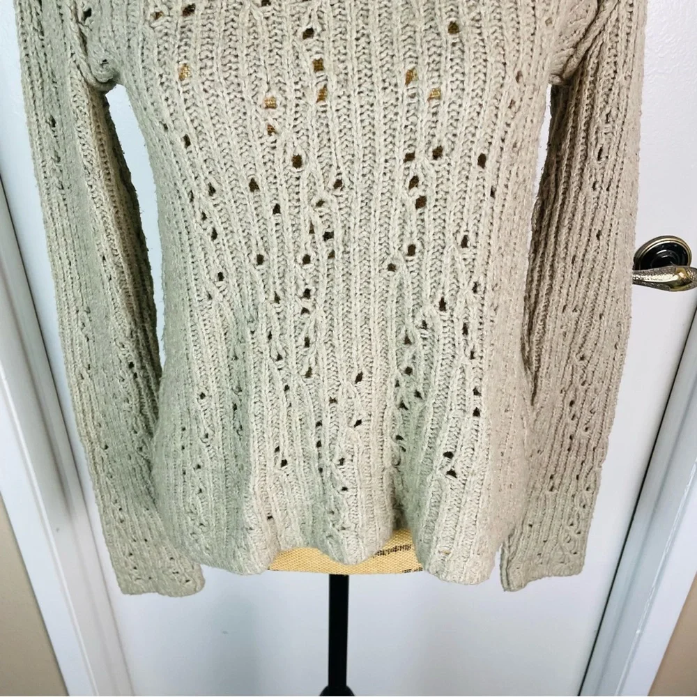 FREE PEOPLE Chunky Knit Sweater Sweatshirt Size Medium Collared Casual Weekdays - Picture 10 of 11